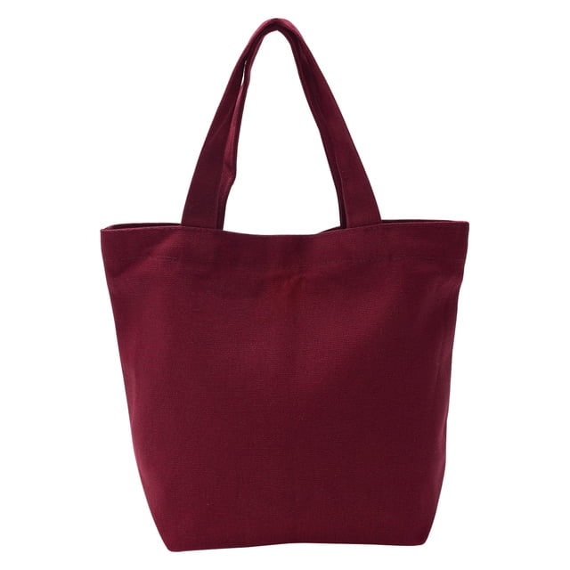 Uxcell Canvas Tote Bag with Handle Small Reusable Handbag Shopping Bags Red