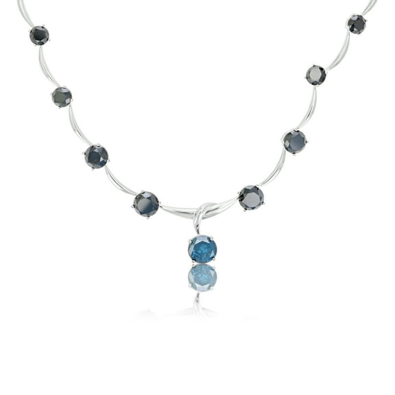 Vir Jewels 15 CTTW Blue and Black Diamond Riviera Necklace for Women 14K White Gold Station