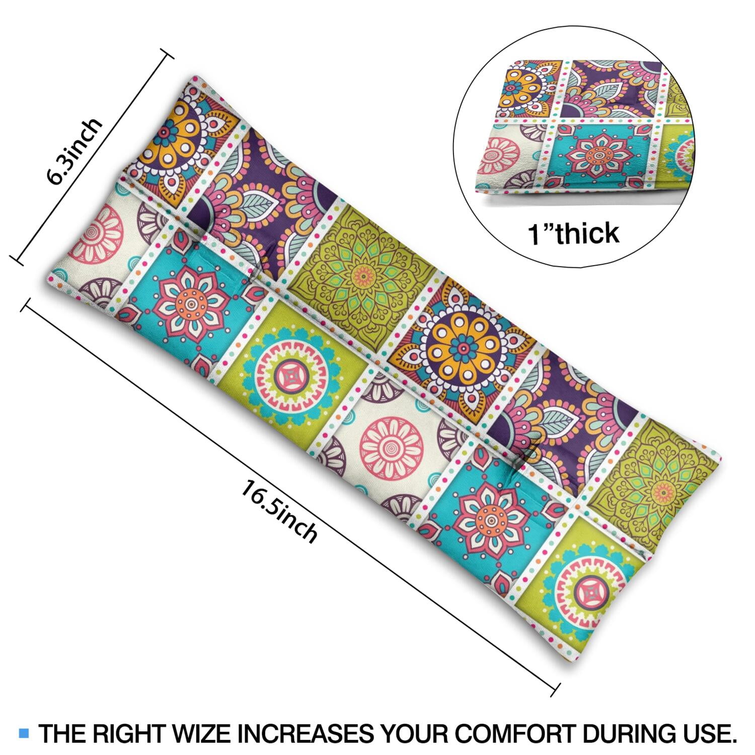 Boho Floral Post Surgery Seatbelt Pillow - Soft Mastectomy Car Cushion for Women, Tribal Folk Style Chest Protector After Heart Surgery, Vintage Retro Pressure Relief Pad