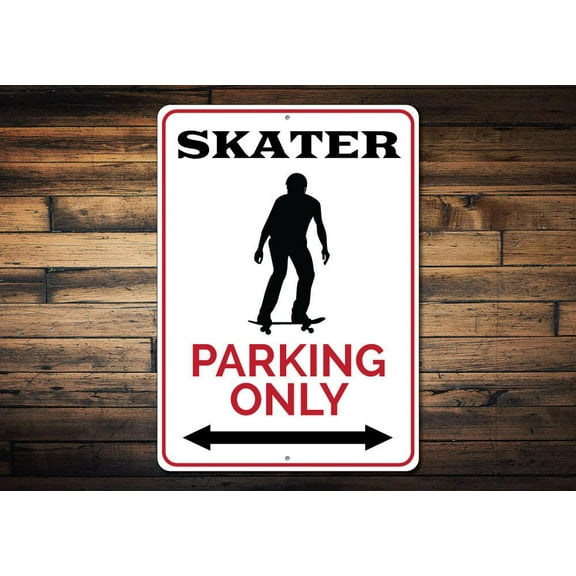 Skater Parking Only Novelty Sign, Metal Wall Decor - 10x14 inches