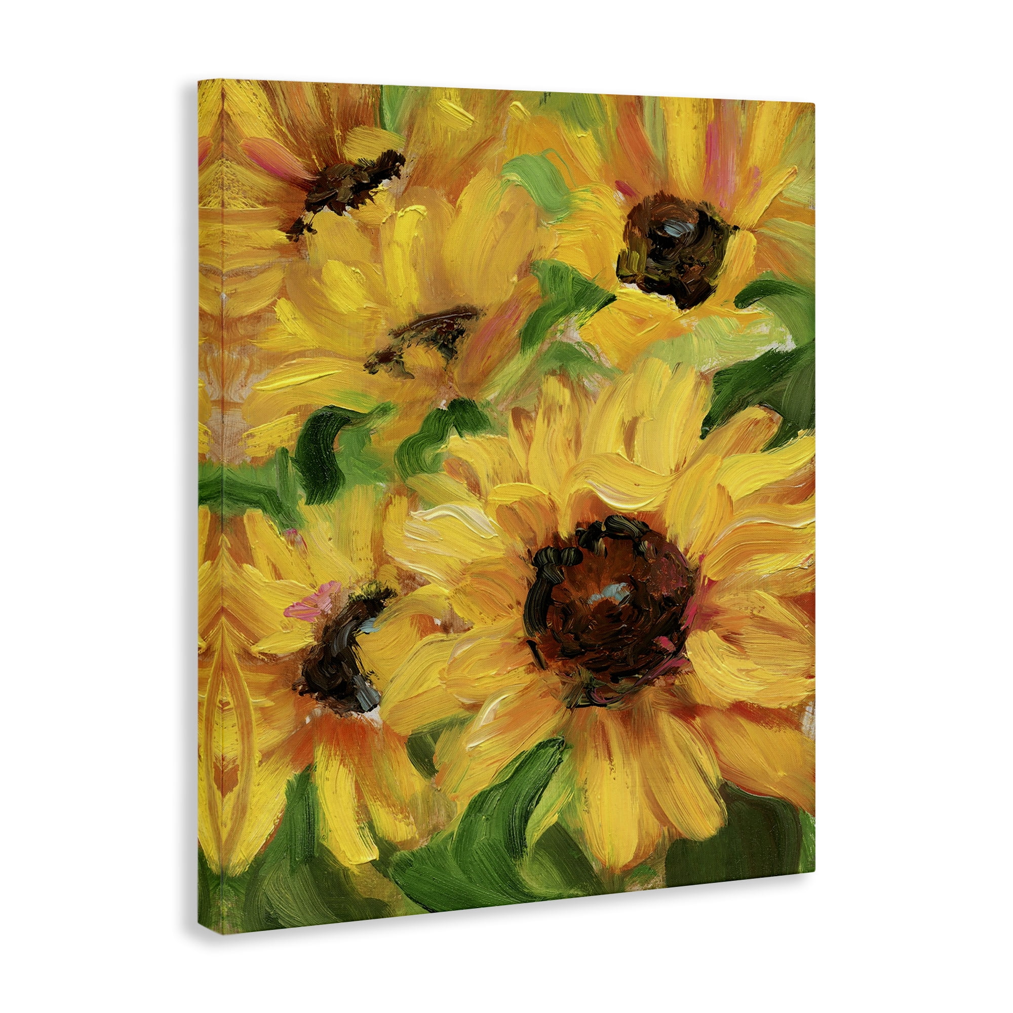 Stupell Industries Bright Sunny Sunflowers Botanical & Floral Painting Gallery Wrapped Canvas Art Print Wall Art, 24 x 30