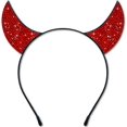 thumbnail image 1 of Diadema con cuernos de diablo con purpurina, disfraz de diablo con cuernos de diablo rojo para mujeres, hombres y niñas, diadema para disfraz de Halloween (negro y rojo), 1 of 4