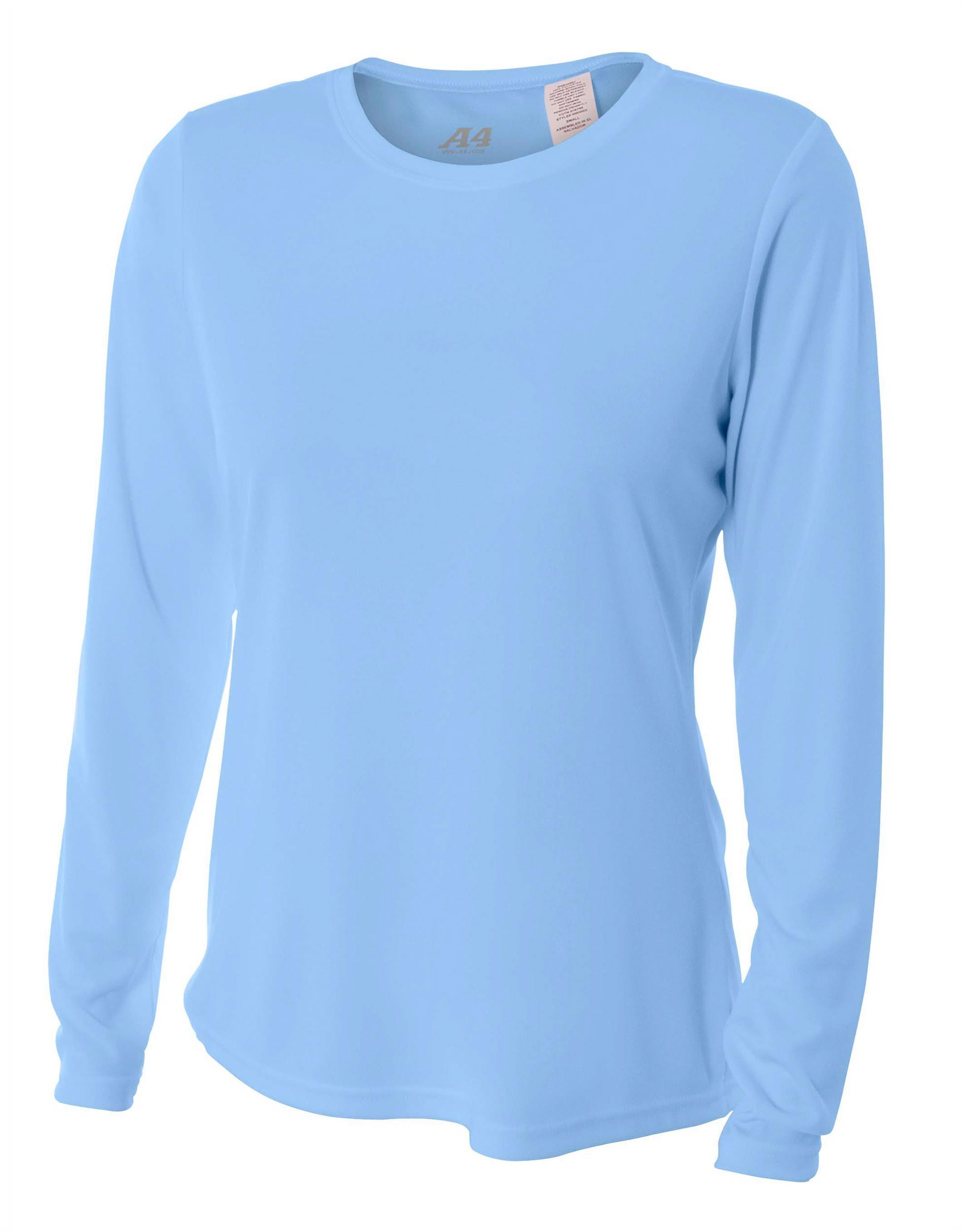 A4 Cooling Performance Crew Sleeve T-Shirt, Light Blue, X-Small - Walmart.com