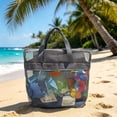 thumbnail image 4 of AUNVITO Mesh Net Beach Tote Bag, Large Capacity Ventilated Sand-Proof Shoulder Handbag for Summer Swimming Travel Outdoor, 1pc, 4 of 7