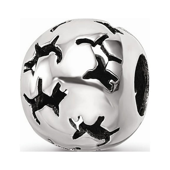 Fancy Bead White Sterling Silver Themed 11.82 mm 10.00 Reflections Cutout Dog Bead
