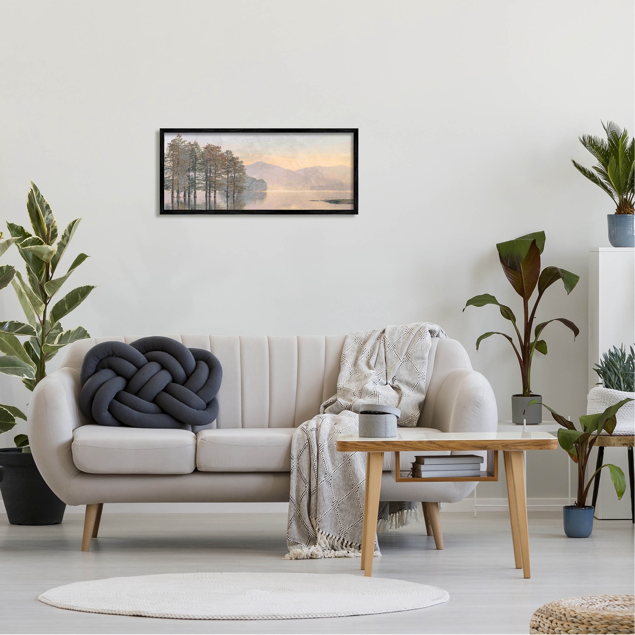 Mountain Lake Water Reflection Landscape Graphic Art Black Framed Art Print Wall Art