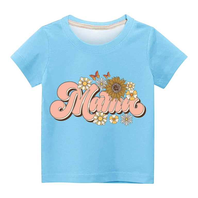 AJTQTH Mama Shirts for Kids Boys Girls Summer Short Sleeve