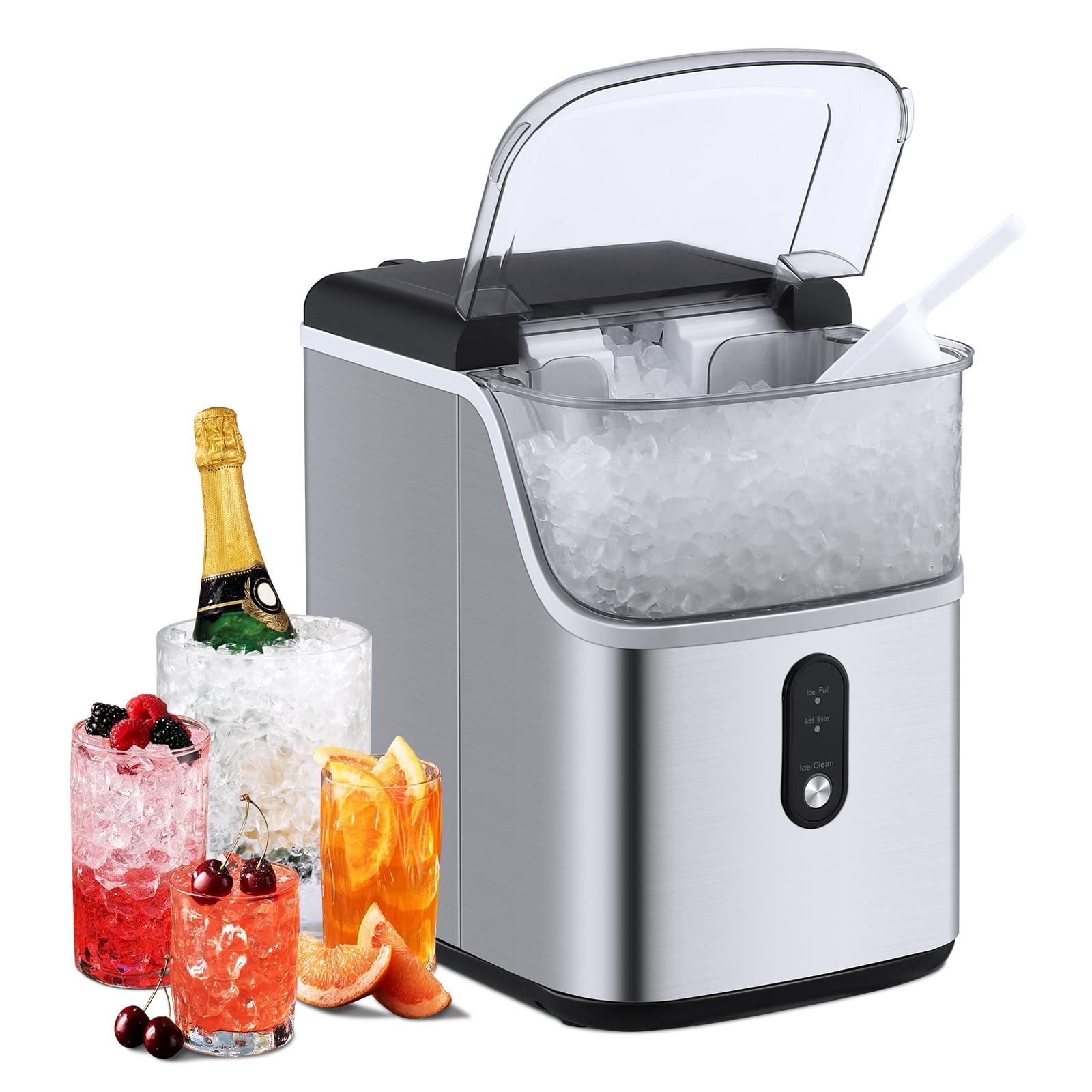 WildBreak Ice Maker HZB-15NB, 36 Lbs/24 hours, Soft Chewable Ice, 310 Watt, Silver