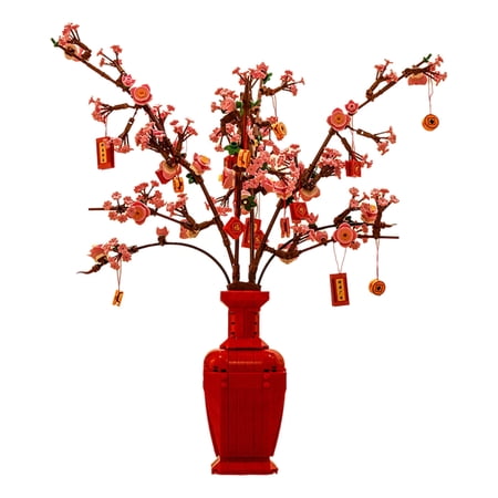 990+Pcs Building Blocks, Peach Blossoms Model Kit, DIY Creative Decor for Home Office, Relaxing STEM Toy Gift for Adults