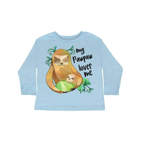 

Inktastic My Pawpaw Loves Me- Cute Sloth and Baby Gift Toddler Boy or Toddler Girl Long Sleeve T-Shirt