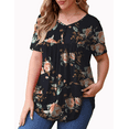 thumbnail image 5 of McVanedy Women's Pleated Flare Top V Neck Button Plus Size Short Sleeve Top M-4XL, 5 of 9