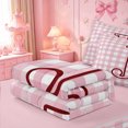 thumbnail image 5 of meiyoeat Ribbon Bow Monogram J Zipper Full Size Comforter Sets with Fitted Sheet and 2 Pillowcases,Pink Cherry Initial Art Zipper Bedding Set For Girl,Pink Reversible,4-Piece, 5 of 7