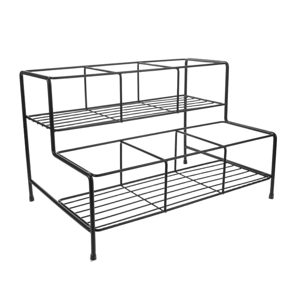 Uonlytech Black Metal Syrup Bottle Organizer Rack for Coffee Station Kitchen Bar Shelves