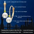 thumbnail image 2 of Gem Stone King 14K Yellow Gold Round White Cultured Freshwater Pearl and Round Canary Diamond Leverback Drop Dangle Earrings for Women (Pearl: 5.5MM, Diamond: 1.5MM), 2 of 5