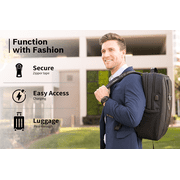CODi Magna 17.3 Laptop Backpack – Unbreakable Zippers, USB Charging Port, Padded Laptop & Tablet Compartments, Black