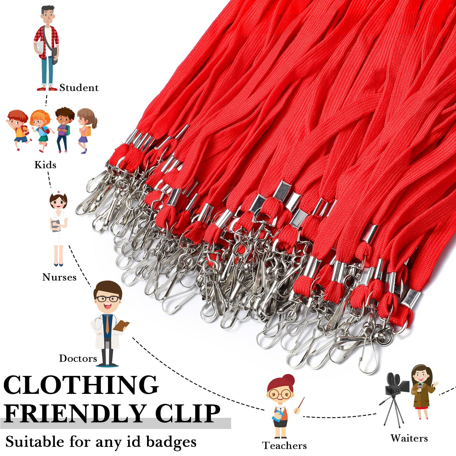 200 Lanyards For Id Name Badge Holder Neck Lanyard Flat With Clips Straps Office School Nurse