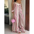 thumbnail image 5 of Women's Striped Elastic Waist Drawstring Loose Wide Leg Floor Length Casual Pants Orange Pink Striped S, 5 of 10