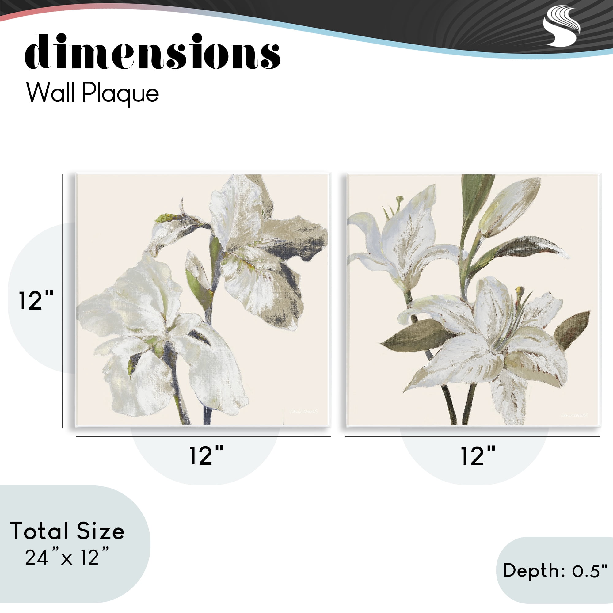 Stupell Industries Irises and Lilies Soft Beige 2 Piece Wall Plaque Art Set, design by Lanie Loreth