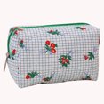 thumbnail image 5 of Bolso De Cosméticos Bolso de cosméticos coreana, de maquillaje acolchada floral, bolsos de mano para artículos diversos para mujer (verde), 5 of 5