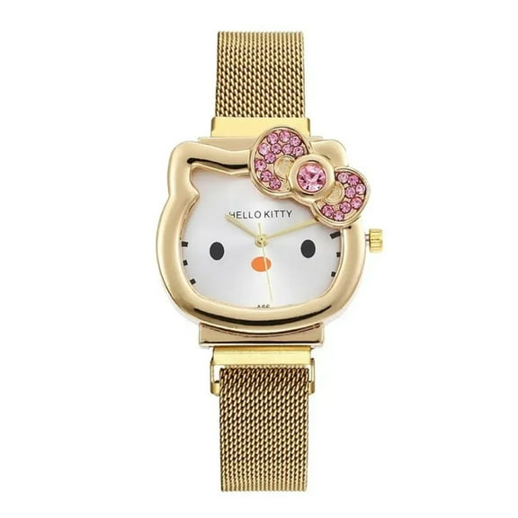 Hello Kitty Watch Kawaii Ladies Gold Sliver Metal Jewelry Cartoon Magnetic Watch For Girlfriend Birthday