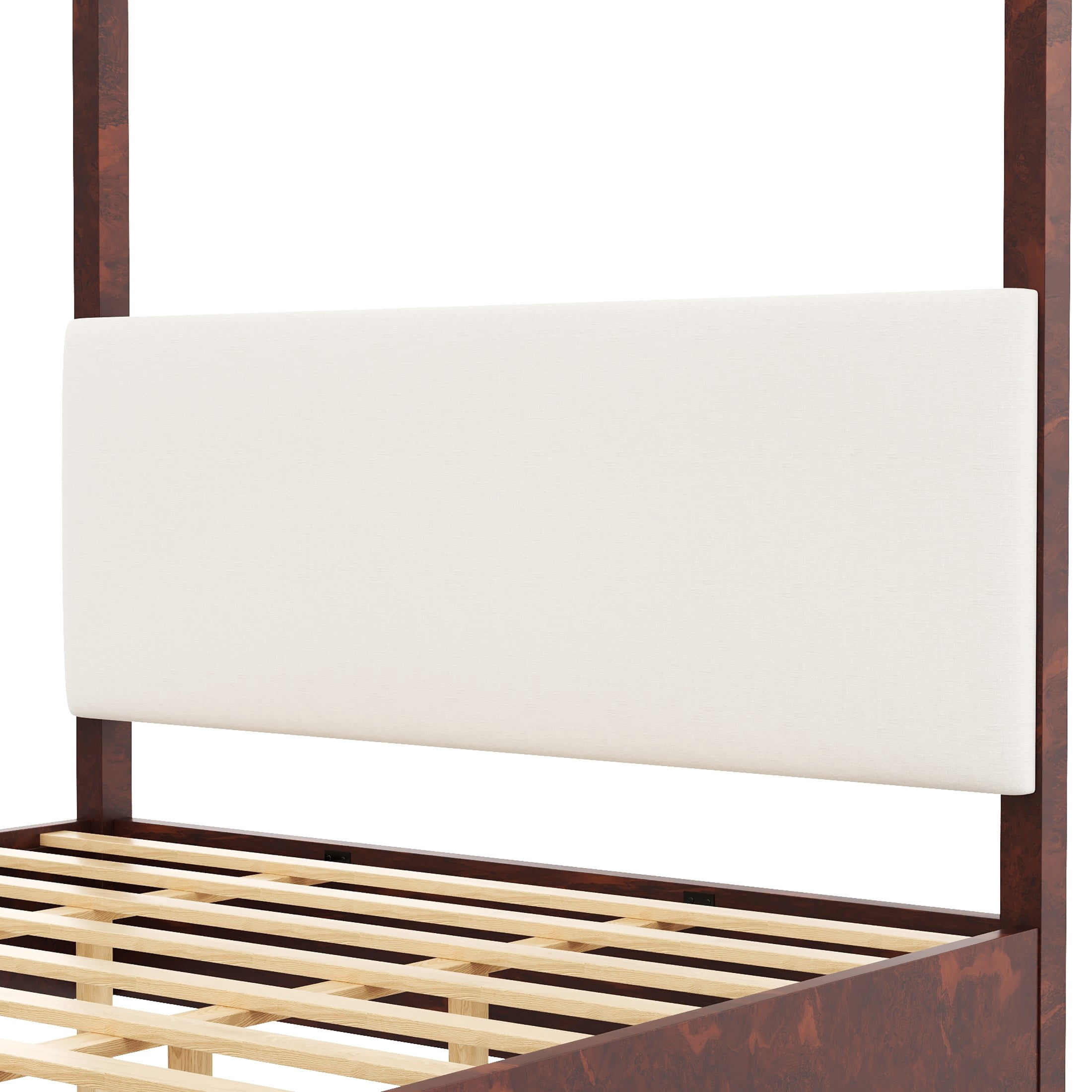 Christopher Knight Home King Canopy Platform Bed, Upholstered Headboard, Solid Wood Frame, Espresso
