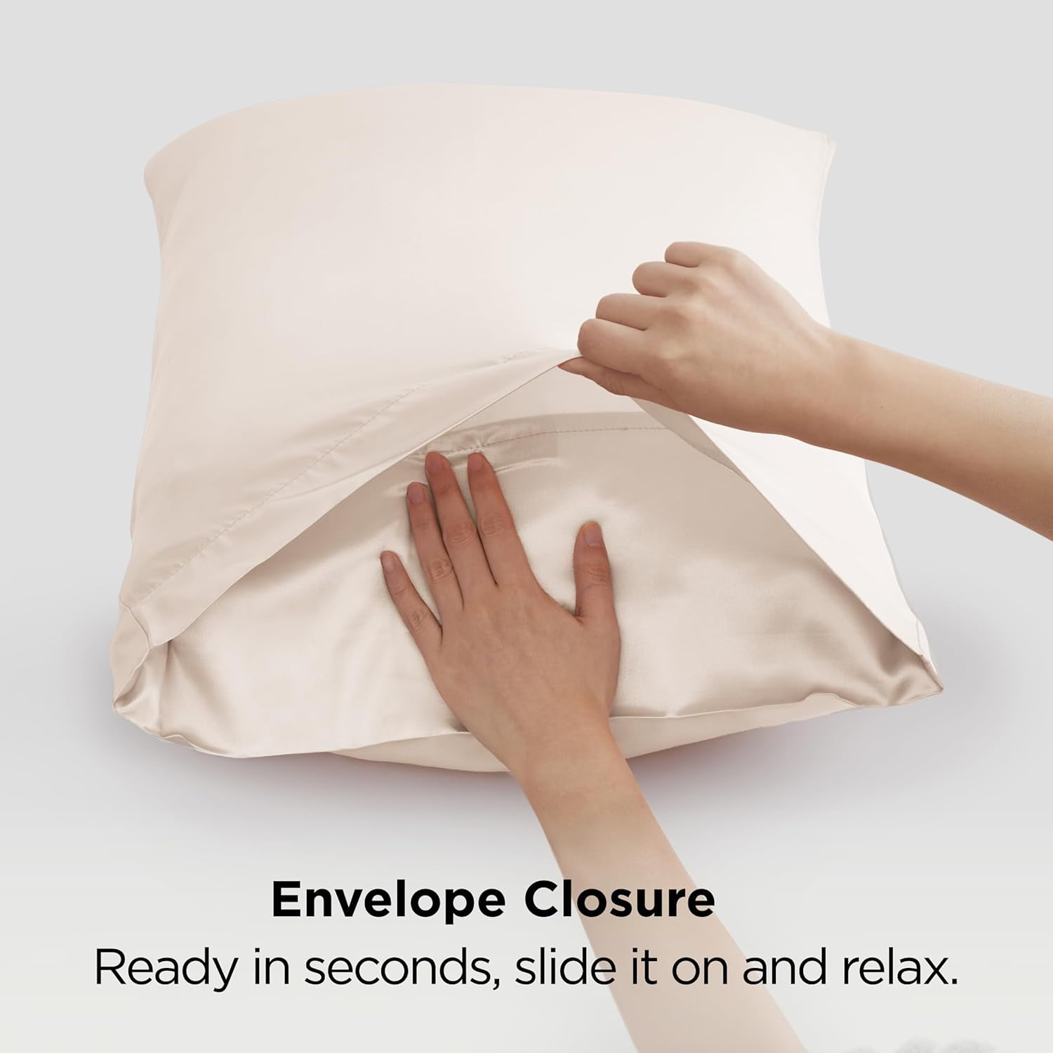 Satin Pillowcases, Similar to Silk Pillow Cases Queen Size Set of 2, Cooling Pillow Case for Sleeping Women with Envelope Closure, Gifts for Women Men, Beige, 20x30 Inches, 2pcs