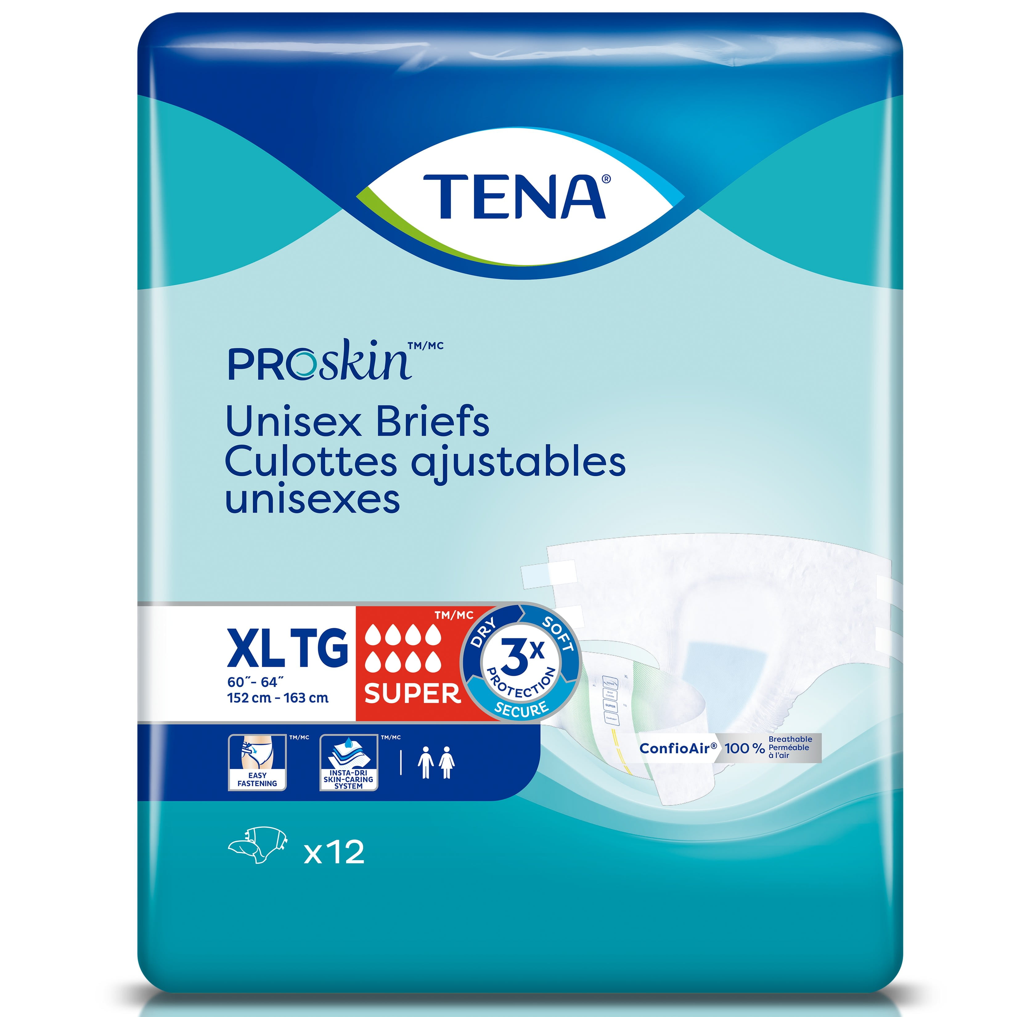 Tena ProSkin Unisex Adult Diapers, XLarge, 12 ct
