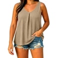 thumbnail image 2 of Karymi Plus Size Tops for Women Solid Plus Size Pleated V‑Neck Tank Top, Casual Loose‑Fit Sleeveless Shirt, Flowy A‑Line Camisole with Curved Hem Blouses for Women Dressy Casual, 2 of 8
