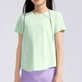 thumbnail image 4 of Spazoro Toddler Girls T-shirts, Activewear Sport Summer with Gradient Color Crewneck Short Sleeve Tops Green Size 4-16T, 4 of 5