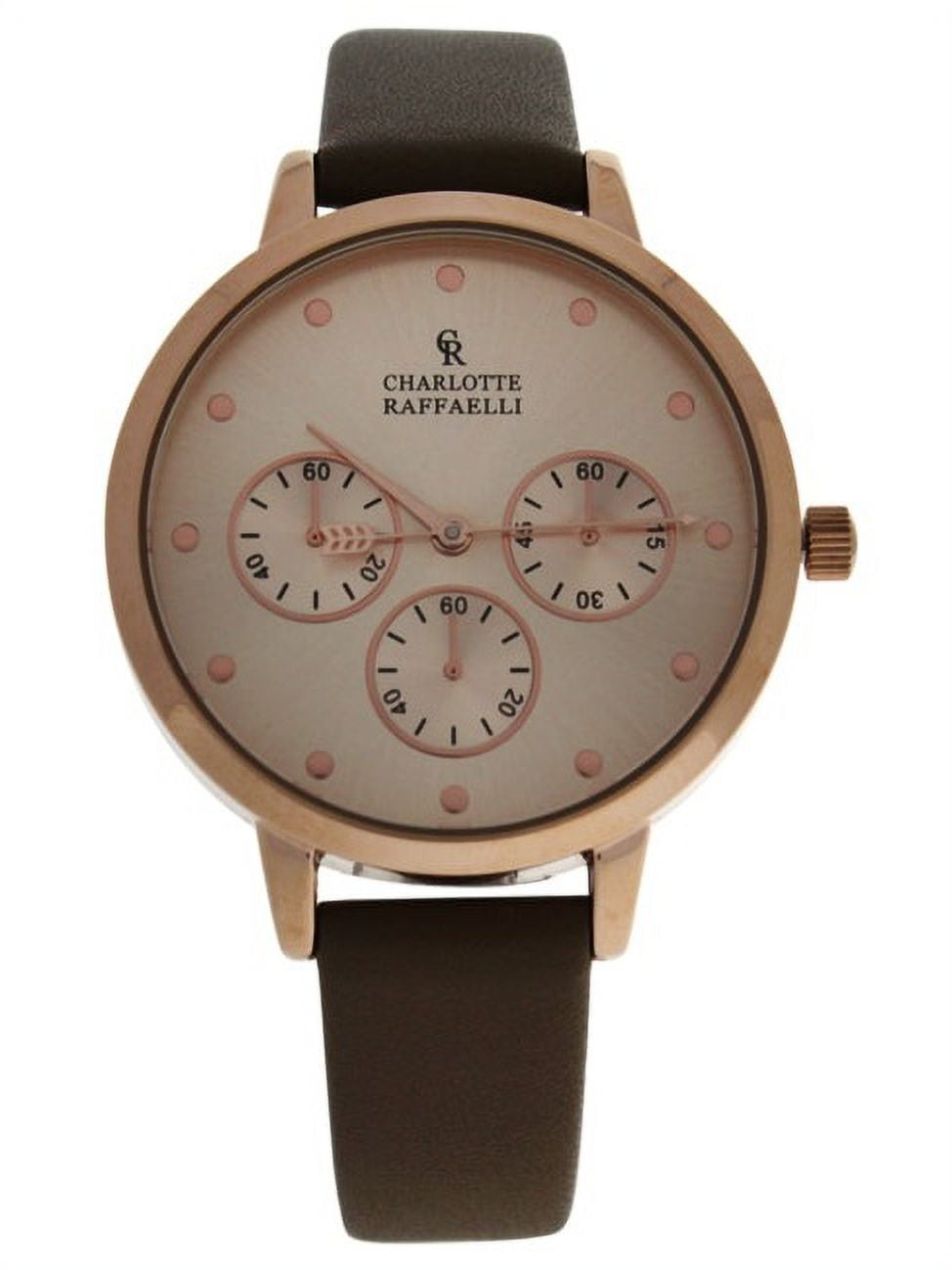 Charlotte Raffaelli Crb015 La Basic Rose Gold Brown Leather Strap Watch for Women 1 PC