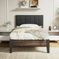 thumbnail image 6 of Lusimo Twin XL Platform Metal Bed Frame with Upholstered Headboard and Under-Bed Storage No Box Spring Needed, Dark Gray, 6 of 9