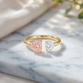 thumbnail image 3 of Rosec Jewels Lab Grown Pink White Diamond Toi Et Moi Heart Promise Ring - 1 Ct - IGI Certified Fancy Pink Gemstone Ring (VS1 Grade), 18K Yellow Gold, US 5.00, 3 of 8