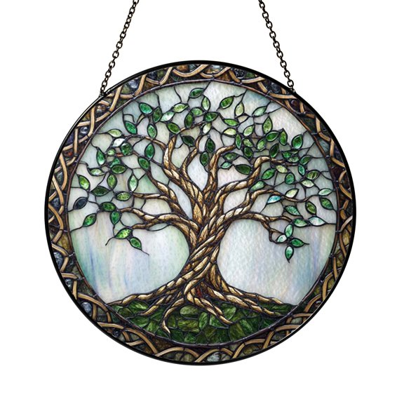 Botanical Tree of Life Suncatcher Hanging Gift Display Zen Circle Art