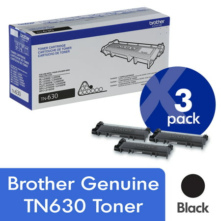 Brother Genuine TN630 3-Pack Standard Yield Black Toner Cartridge with approximately 1,200 page
