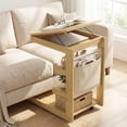 thumbnail image 2 of Costway 2 Pcs Table d'Appoint en Forme de C avec Roues, Plateau de Bureau Réglable, Butée de Bord, Pochette de Rangement, Naturel, 2 of 9