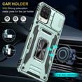thumbnail image 2 of Drop Resistant Armor Case for Samsung Galaxy A12 6.5 Inch with Camera Slide Design Adjustable Ring Kickstand Phone Cover for Samsung Galaxy A12,Darkgreen, 2 of 7