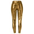 thumbnail image 7 of XIMIN Ladies High Waist Leggings Women's Stretchy Leather Leggings Pants High Waisted Tights Yoga Pants Pencil Pants Tight Pants Work Casual Pants(Gold,S), 7 of 7