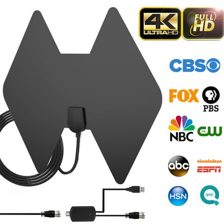2019 Upgraded Indoor Amplified HD Digital TV Antenna, Ultra HDTV Antenna 80-100 Miles Range for VHF UHF 4K 1080P Local Channels w/ Detachable Amplifier Signal Booster & Coaxial Cable Support All