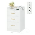 thumbnail image 6 of Homfa White Nightstand with Charging Station, 3 Drawers Nightstand for Bedroom, Modern Storage Cabinet for Living Room, 6 of 11