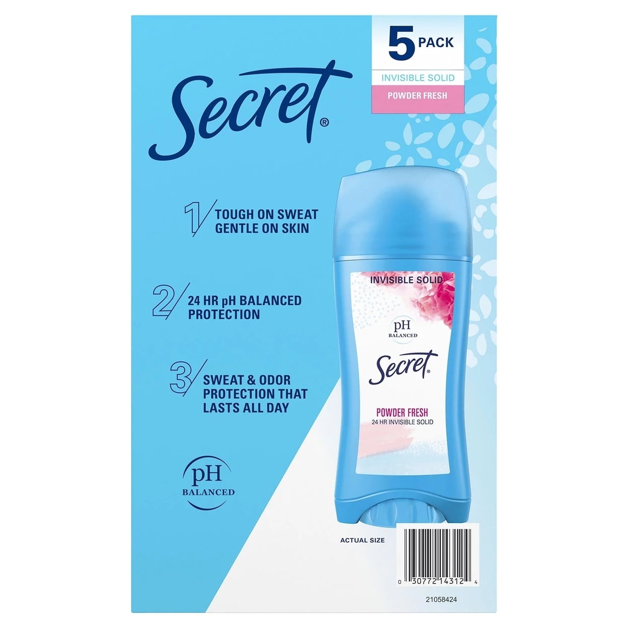 Secret Invisible Solid Antiperspirant and Deodorant Powder Fresh 2.6 Oz (5 Ct)