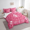 thumbnail image 2 of Castle Fairy Halloween Skull 7-Piece Twin Bedding,Vintage Boho Paisley Cross Bedding Comforter Set,Crimson White,Reversible, 2 of 7