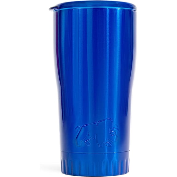 Double Walled Vacuum Insulated Stainless Steel Tumbler With Easy Sip Lid Keeps Hot and Cold, Travel Coffee Mug Clear Lid, 20 Ounces, Blue