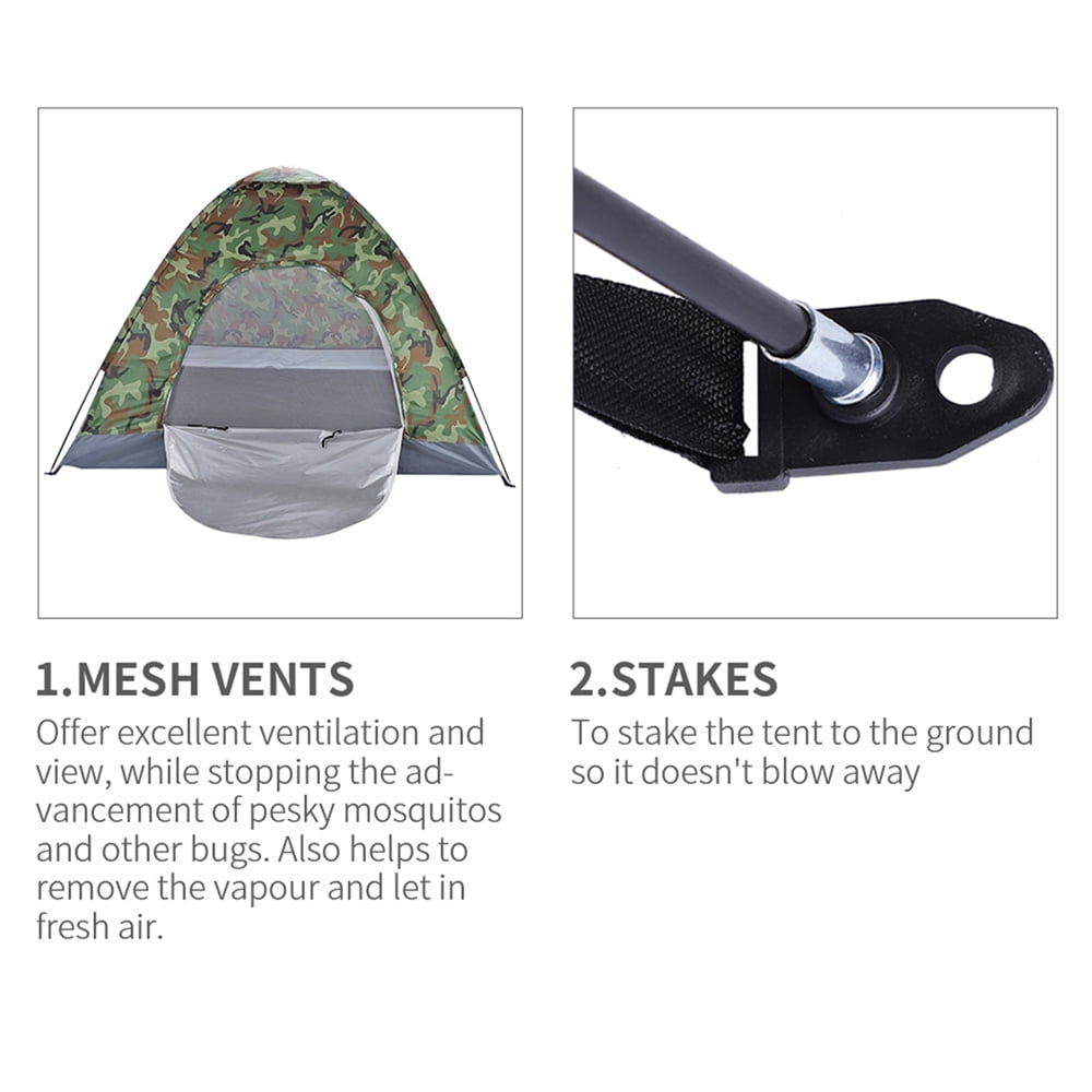 Tcbosik Tent with Carrying Bag for Camping, 3-4 Person Camping Dome Tent, Lightweight Portable Tent for Outdoor Camping/Hiking, Camouflage