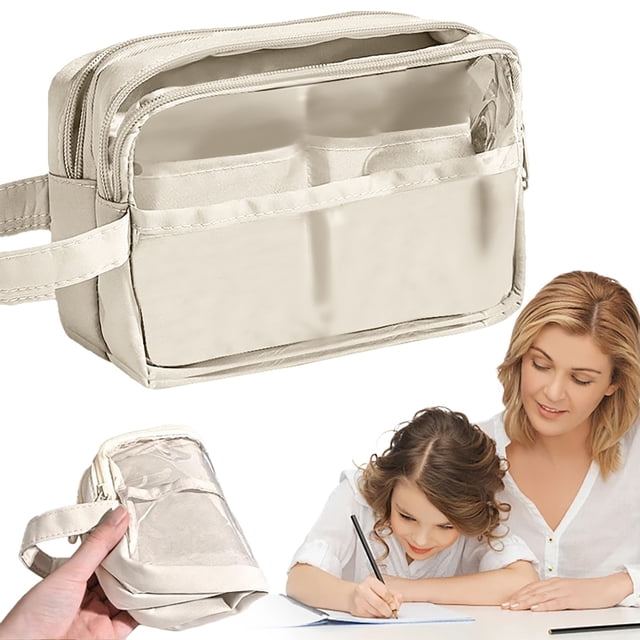 Trousse à Crayons Mignonne Adorable Transparente 5 Couches Grande Capacité