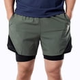 thumbnail image 4 of 2-In-1 Men Running Shorts with Towel Loop Pockets Quick Dry Exercise Shorts for Training Gym Workout, 4 of 6
