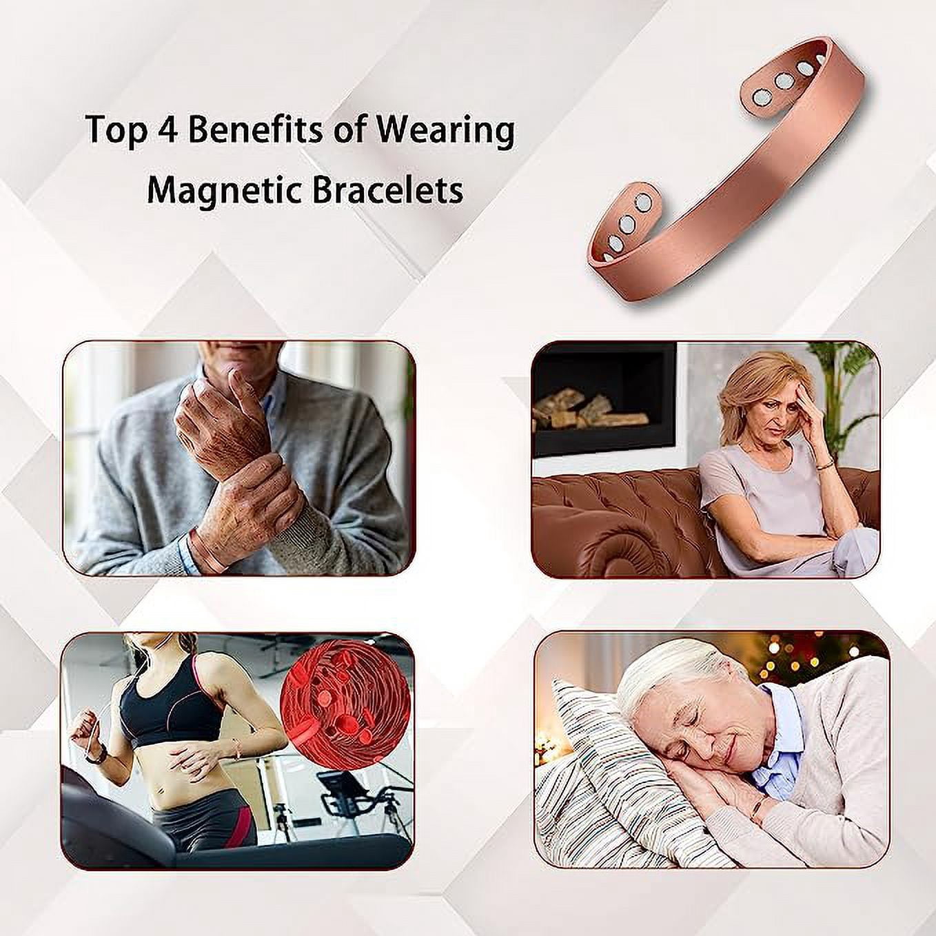 6.5'' Pure Copper Bracelets for Women Men, Fashion Cuff Copper Bangle, Gift for Dad&Mom,CPB-0946A