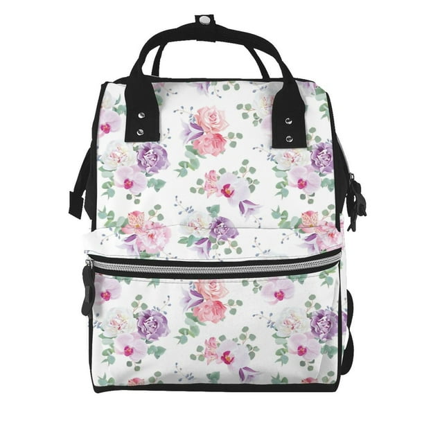 Fotbe Rose Flower B Mochila Maternidad - Lona de Sarga Impermeable, Mochila de Pañales de Gran Capacidad con Múltiples Bolsillos y Correas Ajustables