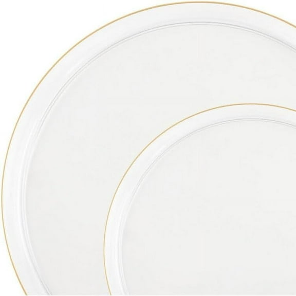 EcoQuality 8 inch Salad Plates and 10 inch Dinner Plates with Gold Rim – Disposable, Elegant, Disposable, Versatile Plates for Everyday Use, and Special Occasions – Stylish Tableware (20)