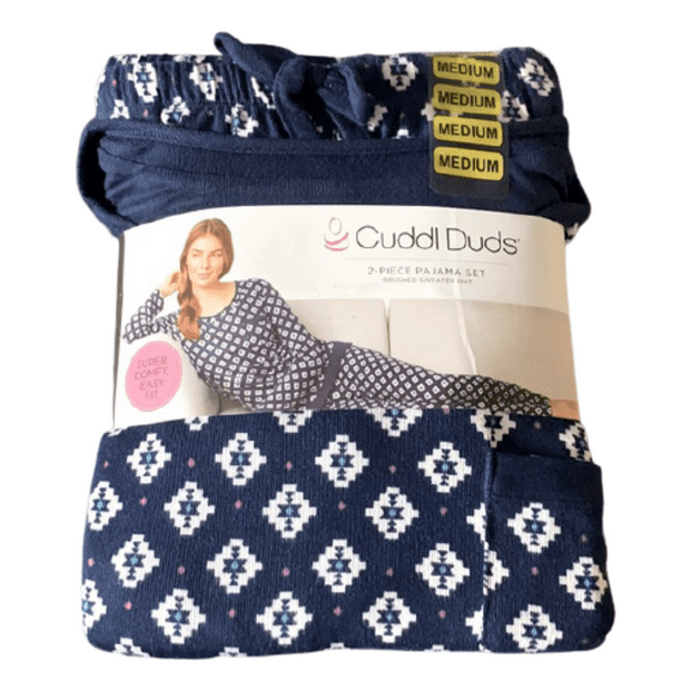 ClimateRight by Cuddl Duds Cuddl Duds Ladies Pajama Set In Navy Print