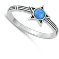 thumbnail image 4 of CHOOSE YOUR COLOR Star Round Blue Simulated Opal Ring .925 Sterling Silver Band CZ Female Size 8, 4 of 4